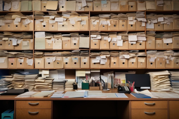 Record keeping and archeiving cabinet of folders in room Generative AI