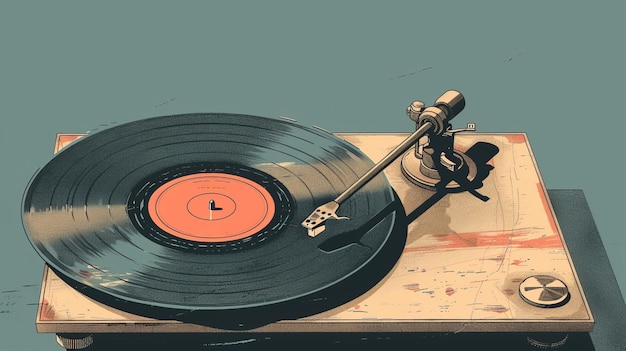 A record player with a record on it