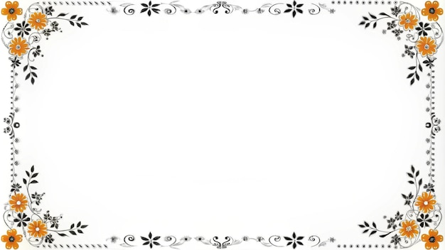 Rectangle flower frame isolated on white background