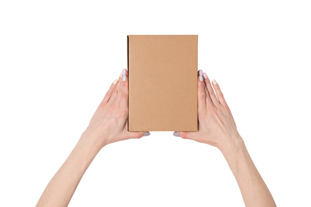 Rectangular boxes in female hands