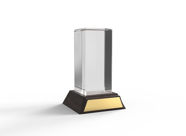 Rectangular Glass Trophy Mockup. Isolated Glass Trophy. 3D Rendering