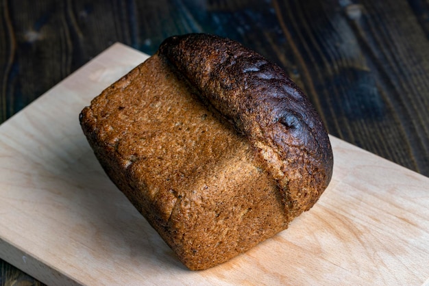 Rectangular loaf of rye Flour bread