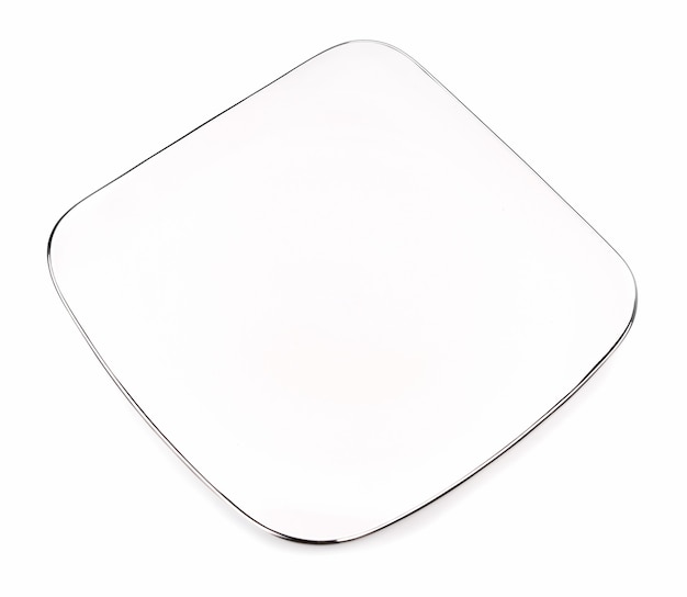 Rectangular plate with silver On a white