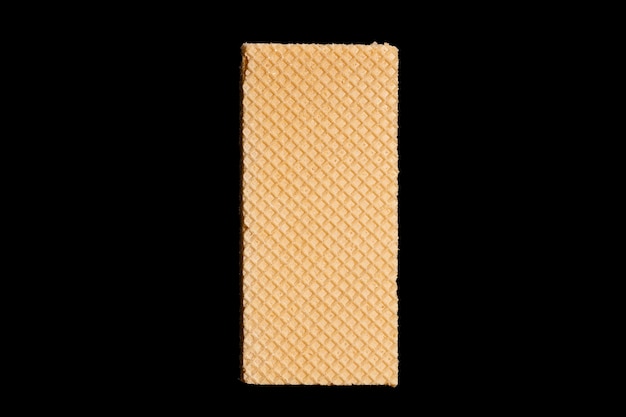 Rectangular waffle isolated on black background. High quality photo