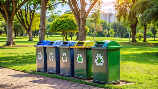 recycle bins in park