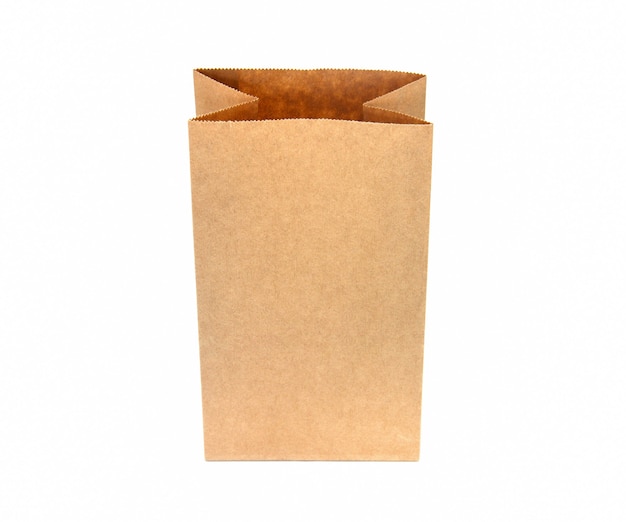 Recycle brown paper bag on white background