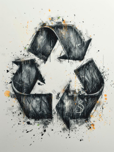 Recycle icon sign for ecological hand drawn style