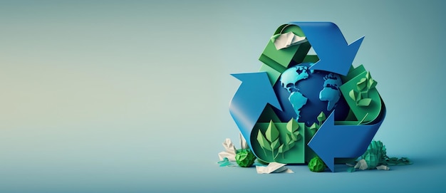 Recycle symbol copy space Eco friendly earth background Generative AI