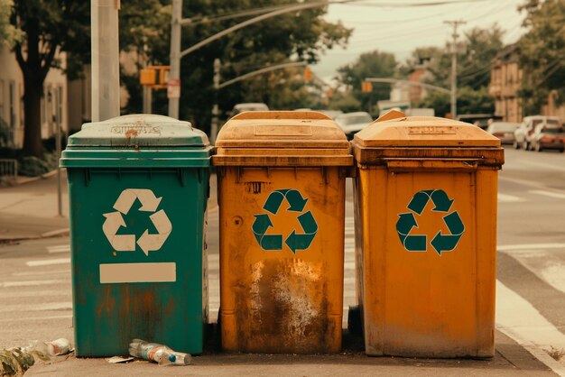 recycling bins for paper plastic and glass