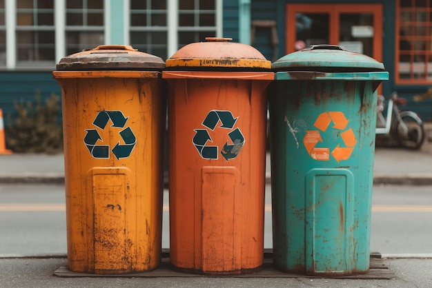 recycling bins for paper plastic and glass