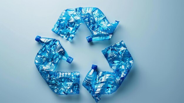 Photo recycling concept with plastic bottles