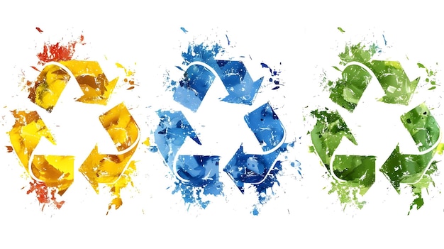 Recycling eco symbol illustration icon set multiple colors