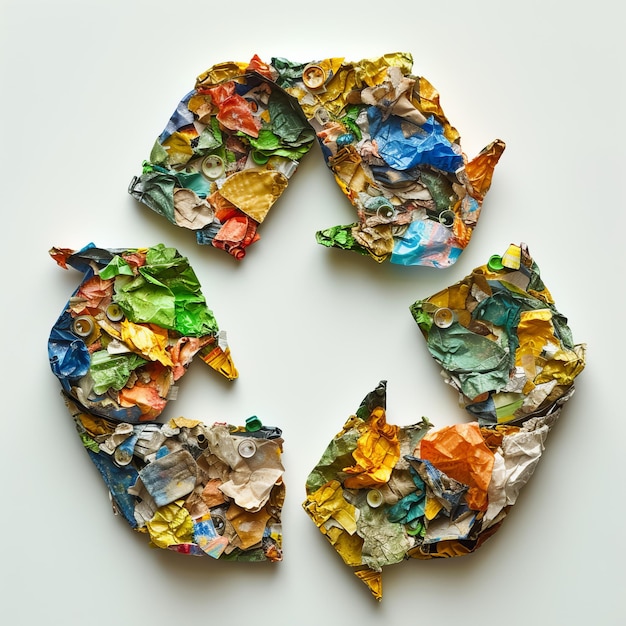 Photo recycling symbol made of mixed garbage style raw stylize 300 job id 32a3eddd76784af686f619c7d6a16a45