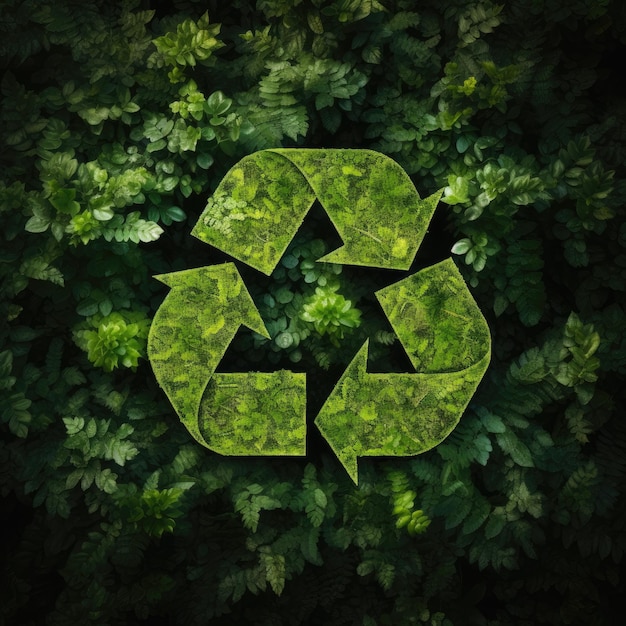 Recycling symbol with plants environmental preservation concept Generative AI