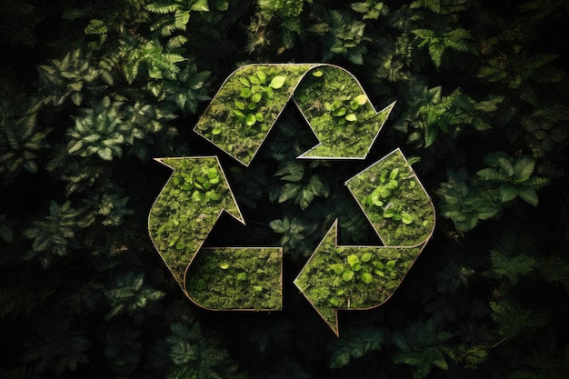 Recycling symbol with plants environmental preservation concept Generative AI