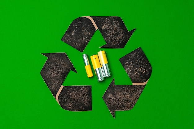 Recycling of used alkaline batteries ecological concept