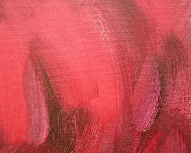 Red abstract acrylic brush stroke design on canvas