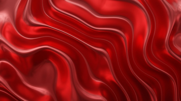 Red abstract background design with wavy lines in 3d rendering