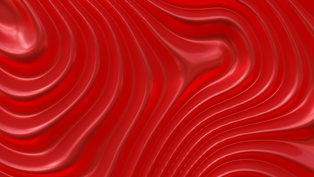 Red Abstract background design with wavy lines in 3d rendering