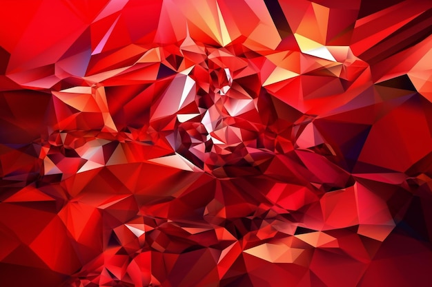 Red abstract polygonal background Triangular low poly style