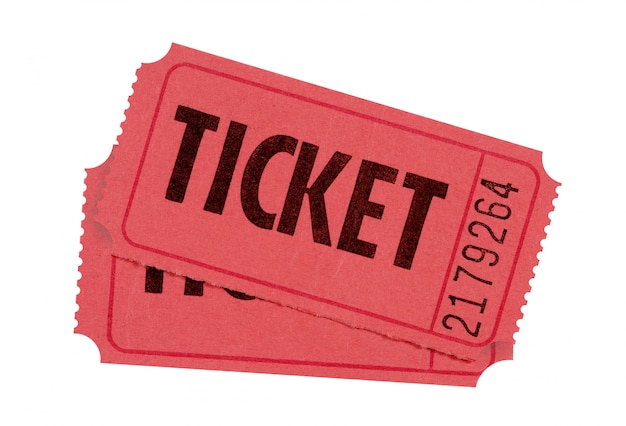 Red admission or raffle tickets isolated against white 