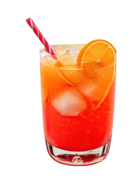 Red alcohol cocktail with orange slice isolated transparent background ai generative