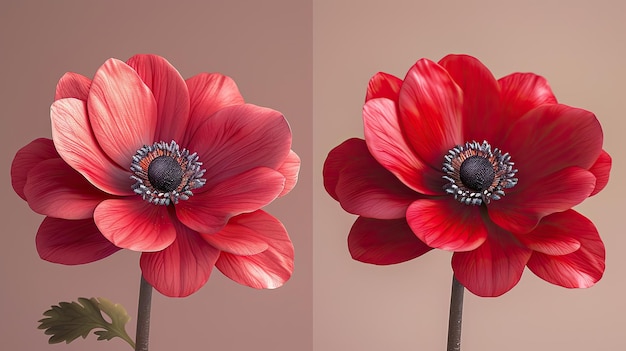 Red anemone flowers HD 8K wallpaper Stock Photographic Image