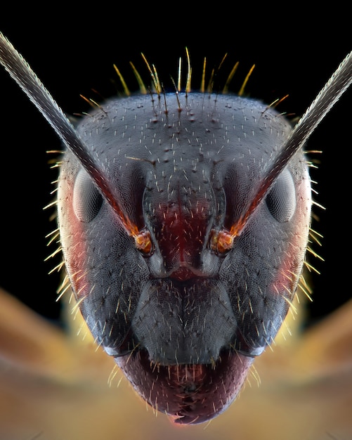 Photo red ant face macro