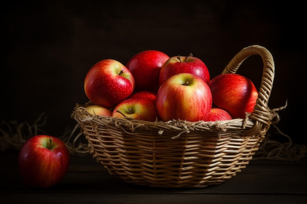 Red apple basket Generate Ai