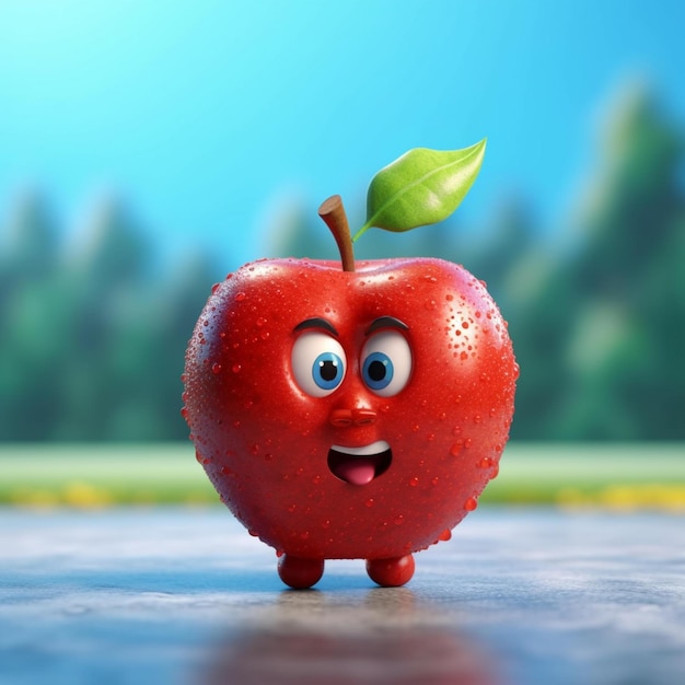 Red apple character cartoon