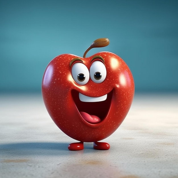 Red apple character cartoon