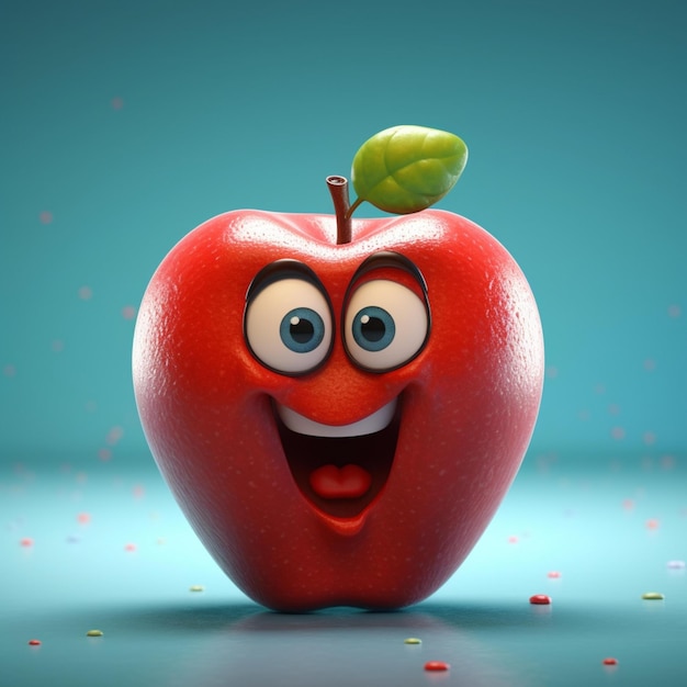 Red apple character cartoon