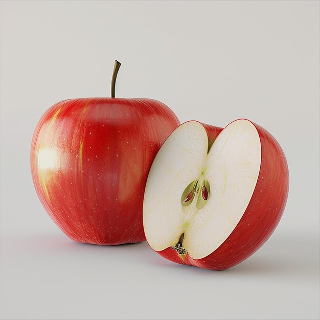 Red apple isolated on white background Fresh raw organic fruit