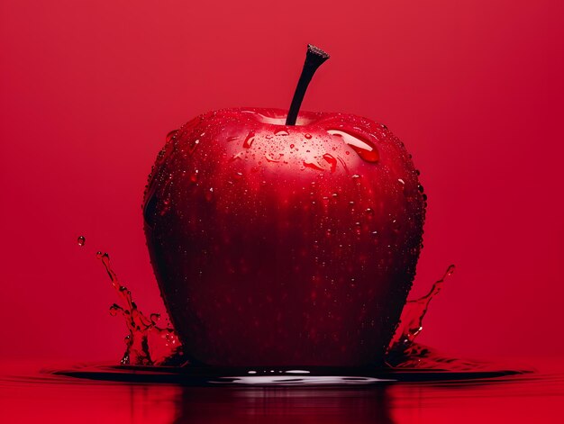 Photo red apple splash