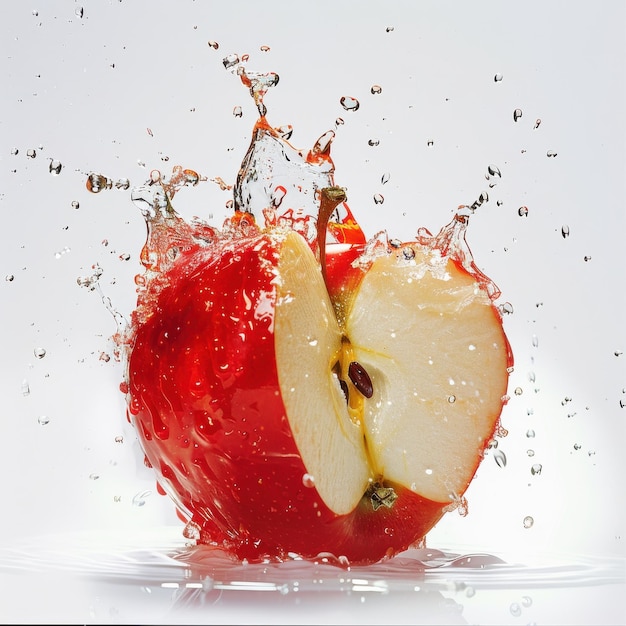 Photo red apple splash