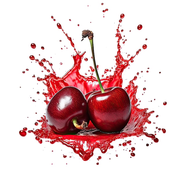 A red apple splashing in a splash of water