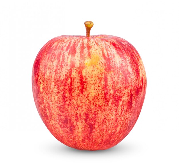 Red apple on white wall