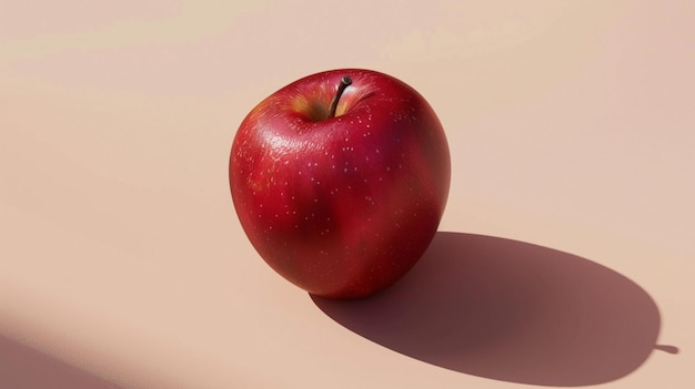 a red apple with a black spot on it is casting a shadow