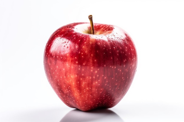 A red apple with drops of water on the skin