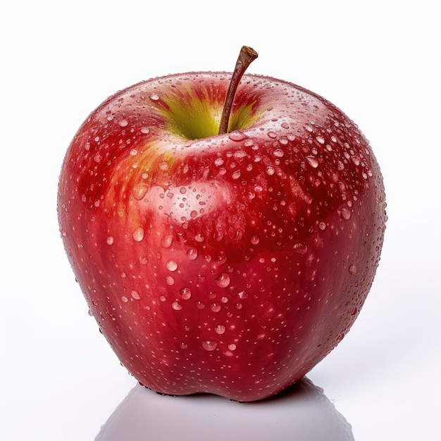 A red apple with drops of water