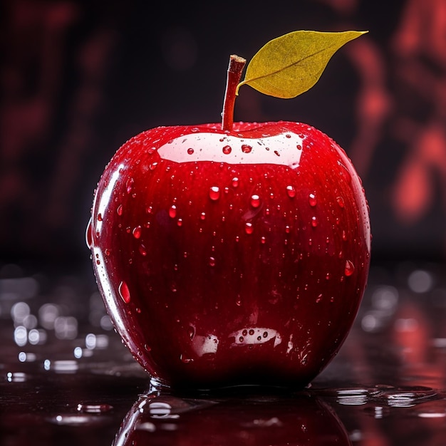 A red apple with a glossy surface