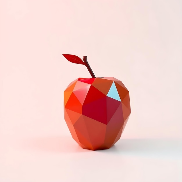 Photo a red apple with a leaf on it is on a white background