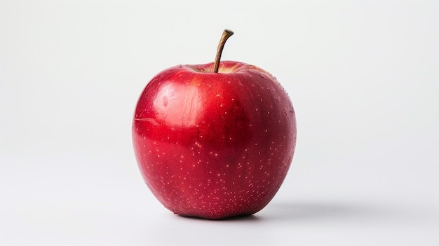 a red apple with water droplets on it white background