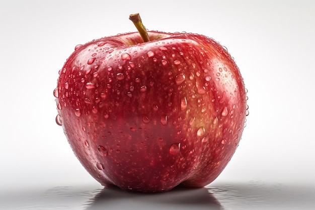 A red apple with water droplets on it