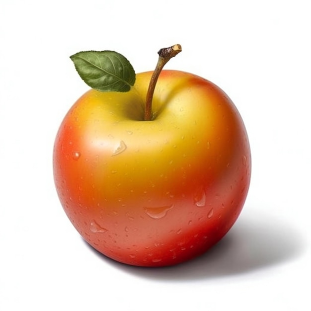 Red apple with water droplets on white background Isolated