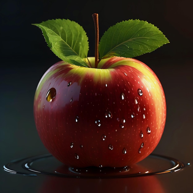 A Red Apple with water drops on it