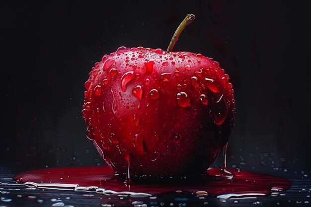 a red apple with water drops on it