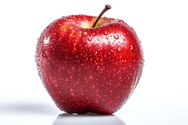 A red apple with water drops on it