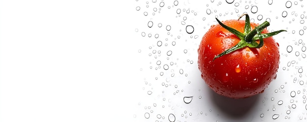 a red apple with water drops on a white background