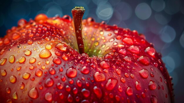 Photo the red apple with waterdrops